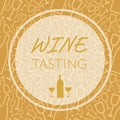 Elegant golden wine tasting poster, flyer or social media banner for restaurant, store, shop, bar or club Royalty Free Stock Photo