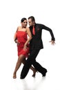 Elegant, graceful couple of dancers performing tango