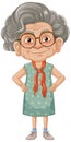 Elegant Grandmother Wearing Glasses in Beautiful Dress