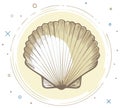 Elegant graphic of a seashell, a design element within a circular border and decorative embellishments Royalty Free Stock Photo