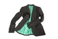 Elegant gray female jacket with green lining