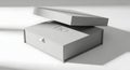 Elegant Gray Packaging Box with Open Lid on Minimalist White Background Royalty Free Stock Photo