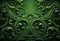 Elegant Green Baroque-Style Swirls in a Abstract Digital Art Background - Generative AI