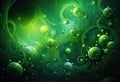 Elegant Green Baroque-Style Swirls in a Abstract Digital Art Background - Generative AI