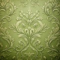 Elegant Green Baroque Wallpaper Design, AI Generated