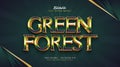 Elegant Green Forest Text in Green and Gold with 3D Effect