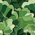 Elegant Green Ginkgo Leaf Pattern with Gold Accents