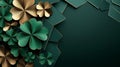 Elegant Green And Gold Clover Leaf Design Royalty Free Stock Photo