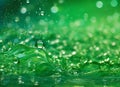 Elegant green swirling waves on a gradient yellow background as a backdrop of sparkling water Royalty Free Stock Photo