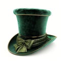 Elegant green velvet top hat with bow