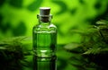 Elegant Green vial bottle perfume. Generate Ai