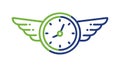 Elegant Green Winged Clock for Punctuality and Quick Service, vector design Generative AI Royalty Free Stock Photo