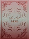 Elegant greeting or invitation card template with ornate dark red frame