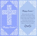 Elegant greeting postcard. Happy Easter! The Cross from a floral ornament