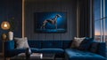 elegant greyhound lying on a large sofa in a modern apartment illuminated by a large window Royalty Free Stock Photo