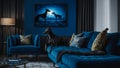elegant greyhound lying on a large sofa in a modern apartment illuminated by a large window Royalty Free Stock Photo