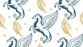 Elegant Griffin & Feather Ornate Seamless Pattern, vector design Generative AI Royalty Free Stock Photo