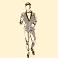 Elegant groom on wedding, bridegroom, fiance, vector fashion illustration