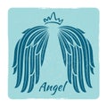 Elegant grunge emblem with angel wings Royalty Free Stock Photo