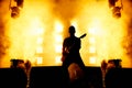 Elegant guitarist silhouette on stage.