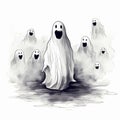 Elegant Halloween Ghost Sketches