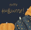 Elegant Halloween. interesting greeting card design with pumpkin and greeting text Royalty Free Stock Photo