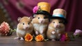 Elegant Hamsters with Floral Hats