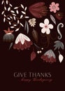 Autumn Flowers Give Thanks Happy Thanksgiving Card