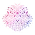 Hand drawn neon lion