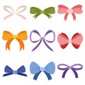 Elegant Hand Drawn Flat Bows Collection. Versatile Bowknots for Stylish Decorations. Set of Variety Bowties.