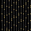 Elegant hand drawn lines and gold foil dots seamless vector pattern. Royalty Free Stock Photo