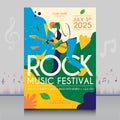 Elegant hand drawn music festival poster in creative style with modern shape design