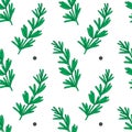 Elegant hand drawn rosemary herb seamless pattern