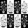 Elegant hand drawn white and black flowers in half drop design. Seamless vector pattern on tiled background. Great for Royalty Free Stock Photo