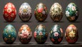 Elegant Hand-Pnted Easter Eggs: Festive Spring Floral Design Royalty Free Stock Photo
