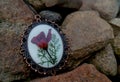 elegant handmade resin jewelry, pressed flowers of geranium in epoxy resin