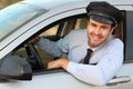 Elegant and handsome driver waiting Royalty Free Stock Photo