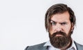 Elegant handsome man in suit. Handsome bearded businessman. Male beard and mustache. Sexy male, brutal macho, hipster Royalty Free Stock Photo