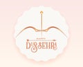 Elegant happy dussehra card with bow and arrow