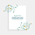 Elegant happy muharram background with islamic floral design