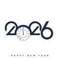 Elegant Happy New Year 2026 with classic countdown clock. Vector Royalty Free Stock Photo