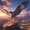 Elegant Hawk Soaring Above Mountainous Landscape Royalty Free Stock Photo