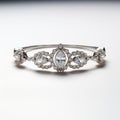 Elegant Headband With Drop-shaped Diamond Halo Design In 18k White Gold