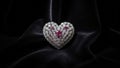 Elegant heart-shaped diamond ring with ruby accent Royalty Free Stock Photo