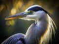 Elegant Heron Silhouette A Detailed Macro CloseUp of a Black Birds Profile Capturing Feather Texture and Shadow Play