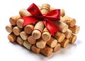 Elegant Herringbone Wine Cork Pattern with Red Bow A Festive and Versatile Design Element for Craft Projects Royalty Free Stock Photo