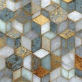 Elegant Hexagonal Marble and Gold Mosaic Tile Pattern for Interiors Royalty Free Stock Photo