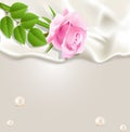 Elegant holiday background with silk, pearls r