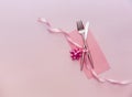 Elegant holiday table place setting with card and cutlery Royalty Free Stock Photo