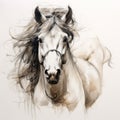 Elegant Horse Painting With Long Mane In Transparency Style